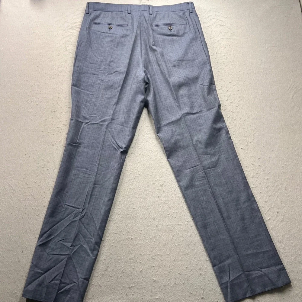 Banana Republic Mens 34x34 Guabello Wool Plaid Dress Pants Blue Grey Standard